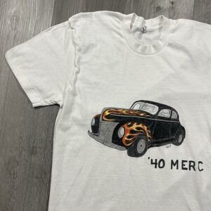 Vintage 70s Hot Rod Mercury Coupe Car Size Small 1940s Racing Flames Tshirt
